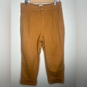 J Crew Mustard Pleated Crop Chinos Women’s Size 8 Boyfriend